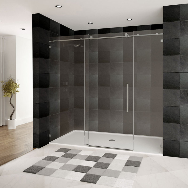 LessCare UltraC 72'' x 76'' Single Sliding Frameless Shower Door